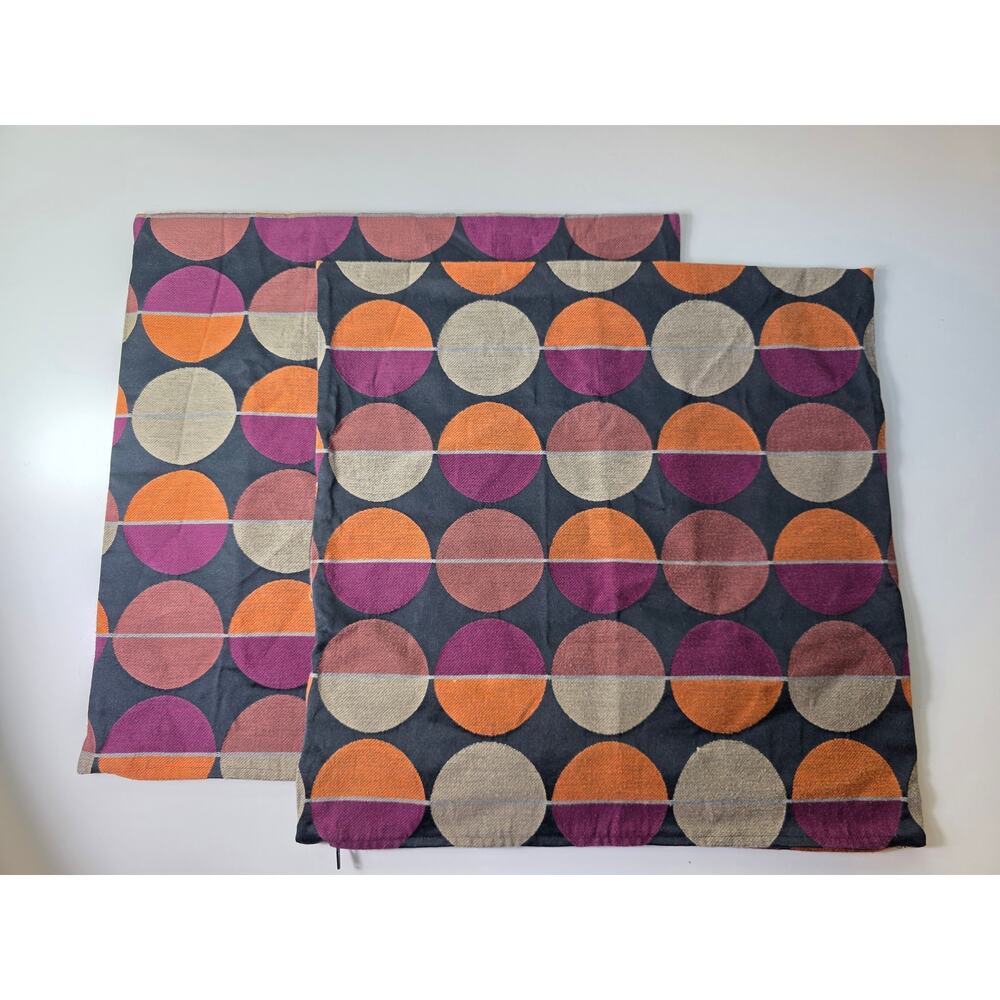 IKEA Orange Purple Retro Mod OTTL Square Euro 20x20 Pillow Shams Set of 2 - Picture 2 of 7